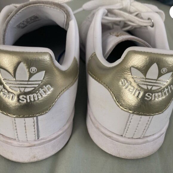 Adidas Women's Stan Smith Tennis Shoes Low Top White Gold Finish Size 7.5 - Picture 4 of 9